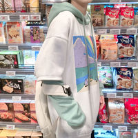 Rainbow Cartoon Print Hoodie Patchwork Loose Drawstring Sweatshirt Sweater Long Sleeve Pullover E-Girl Kawaii Korean Japanese Harajuku Streetwear - Thumbnail 9