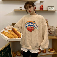 Strawberry Bubblegum Print Warm Fuzzy Fleece Hoodie Sweatshirt Sweater Long Sleeve Pullover E-Girl Kawaii Korean Japanese Harajuku Streetwear - Thumbnail 7