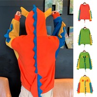 Dinosaur Colourful Cartoon Casual Loose Oversized Hoodie Sweater Sweatshirt Long Sleeve Pullover E-Girl Kawaii Korean Japanese Harajuku Streetwear - Thumbnail 2