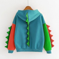 Dinosaur Colourful Cartoon Casual Loose Oversized Hoodie Sweater Sweatshirt Long Sleeve Pullover E-Girl Kawaii Korean Japanese Harajuku Streetwear - Thumbnail 8