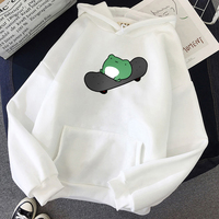 Skateboard Frog Cartoon Casual Loose Oversized Hoodie Sweater Sweatshirt Long Sleeve Pullover E-Girl Kawaii Korean Japanese Harajuku Streetwear - Thumbnail 3