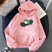 Skateboard Frog Cartoon Casual Loose Oversized Hoodie Sweater Sweatshirt Long Sleeve Pullover E-Girl Kawaii Korean Japanese Harajuku Streetwear - Thumbnail 4