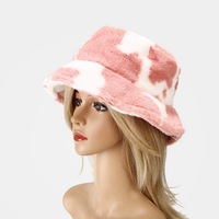 Cow Print Plush Bucket Hat Warm Soft Velvet Fishermen Cap Animal Print Winter Women E-Girl Kawaii Korean Japanese Harajuku Streetwear - Thumbnail 7