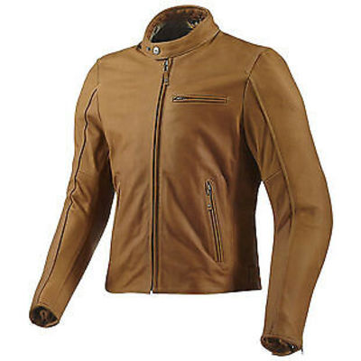Mens motorbike jacket leather stylish brown rider zipper slim fit