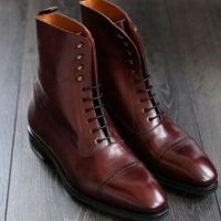 Handmade Brown High Ankle Lace up Boots for Men - Thumbnail 1