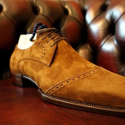 Luxury split design hand stitch brown oxford lace shoes, brown chukka shoes