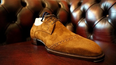 Luxury Split Design Hand Stitch Brown Oxford Lace Shoes, Brown Chukka Shoes