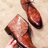 New Handmade Pure Alligator Leather Chukka Boot For Men's - Thumbnail 4