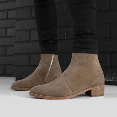 New handmade high ankle suede pure leather cigar boots for men's