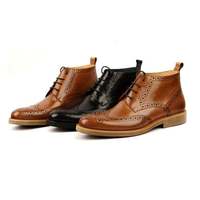 Trendy Brown & Black Handmade Genuine Leather Chukka Boots for Men - Thumbnail 4