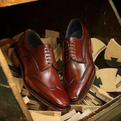 New pure handmade burgundy shaded leather lace up dress shoes for men's