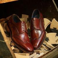 New Pure Handmade Burgundy Shaded Leather Lace up Dress Shoes for Men's - Thumbnail 1