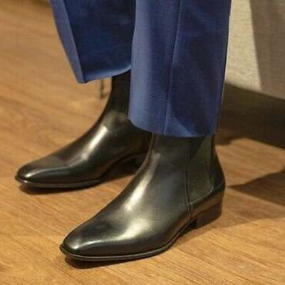 New handmade chelsea black pure leather ankle boots for men's