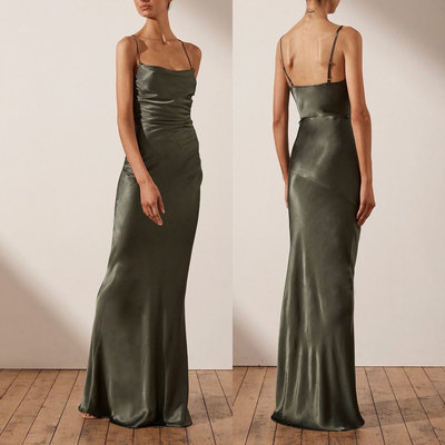 Olive Green Sheath Prom Dresses 