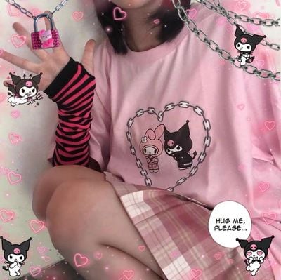 Cute Pastel Pink Anime Cartoon Print Rabbit Letter Short Sleeve Shirt T-shirt Top E-Girl Kawaii Korean Japanese Harajuku Streetwear