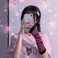 Cute Pastel Pink Anime Cartoon Print Rabbit Letter Short Sleeve Shirt T-shirt Top E-Girl Kawaii Korean Japanese Harajuku Streetwear - Thumbnail 6