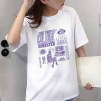 Retro Vintage Graffiti Print Short Sleeve Shirt T-shirt Top Hiphop Goth Punk Summer Casual E-Girl Kawaii Korean Japanese Harajuku Streetwear - Thumbnail 3