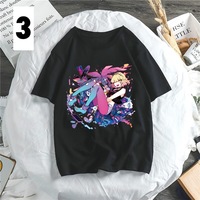 Anime Girl Cartoon Print Aesthetic Loose Short Sleeve Shirt T-shirt Top Punk Goth Summer Casual E-Girl Kawaii Korean Japanese Harajuku Streetwear - Thumbnail 3