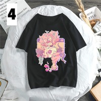 Anime Girl Cartoon Print Aesthetic Loose Short Sleeve Shirt T-shirt Top Punk Goth Summer Casual E-Girl Kawaii Korean Japanese Harajuku Streetwear - Thumbnail 5