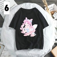 Anime Girl Cartoon Print Aesthetic Loose Short Sleeve Shirt T-shirt Top Punk Goth Summer Casual E-Girl Kawaii Korean Japanese Harajuku Streetwear - Thumbnail 7