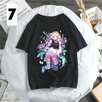 Anime Girl Cartoon Print Aesthetic Loose Short Sleeve Shirt T-shirt Top Punk Goth Summer Casual E-Girl Kawaii Korean Japanese Harajuku Streetwear - Thumbnail 8