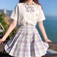 Purple Black Pleated Plaid Skirt Mini High Waisted School Girl Cosplay Sailor E-Girl Kawaii Korean Japanese Harajuku Streetwear - Thumbnail 5