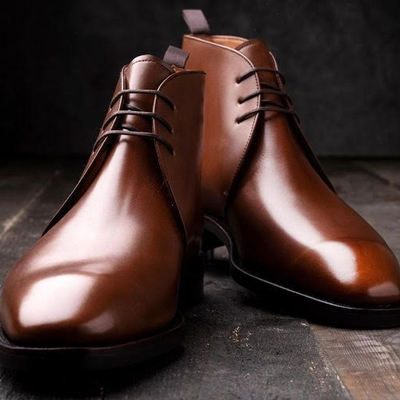 Classic handmade two tone chukka boots, mens leather lace up formal boots