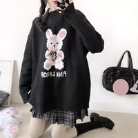Bunny Knit Casual Sweater Sweatshirt Loose Jumper Long Sleeve Pullover Top Punk Goth E-Girl Kawaii Korean Japanese Harajuku Streetwear - Thumbnail 1