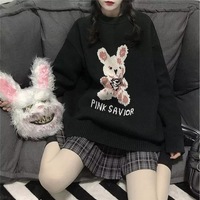 Bunny Knit Casual Sweater Sweatshirt Loose Jumper Long Sleeve Pullover Top Punk Goth E-Girl Kawaii Korean Japanese Harajuku Streetwear - Thumbnail 2