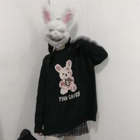 Bunny Knit Casual Sweater Sweatshirt Loose Jumper Long Sleeve Pullover Top Punk Goth E-Girl Kawaii Korean Japanese Harajuku Streetwear - Thumbnail 6
