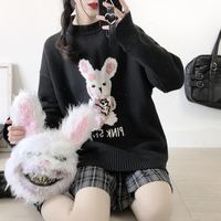 Bunny Knit Casual Sweater Sweatshirt Loose Jumper Long Sleeve Pullover Top Punk Goth E-Girl Kawaii Korean Japanese Harajuku Streetwear - Thumbnail 8