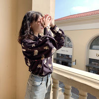 Vintage Angel Love Print Elegant Long Sleeve Shirt Blouse Top Lantern Sleeve Punk Grunge E-Girl Kawaii Korean Japanese Harajuku Streetwear - Thumbnail 7