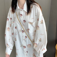 Vintage Angel Love Print Elegant Long Sleeve Shirt Blouse Top Lantern Sleeve Punk Grunge E-Girl Kawaii Korean Japanese Harajuku Streetwear - Thumbnail 8