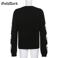 Black Skull Knit Sweater Sweatshirt Crewneck Long Sleeve Pullover Goth Punk Autumn Fall E-Girl Kawaii Korean Japanese Harajuku Streetwear - Thumbnail 8