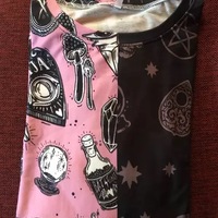 Skull Magic Witch Cartoon Print Patchwork Loose Sweater Sweatshirt Long Sleeve Pullover Goth Punk E-Girl Kawaii Korean Japanese Harajuku Streetwear - Thumbnail 6