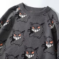 Genger Anime Cartoon Knit Loose Sweater Sweatshirt Long Sleeve Pullover Jumper Winter Goth Punk E-Girl Kawaii Korean Japanese Harajuku Streetwear - Thumbnail 3