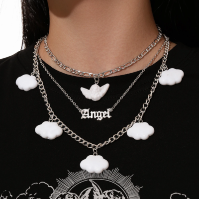 ANGEL AND CLOUD LAYERED NECKLACE
