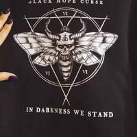 Vintage Devil Triangle Horn Loose Sweater Sweatshirt Long Sleeve Pullover Jumper Winter Goth Punk E-Girl Kawaii Korean Japanese Harajuku Streetwear - Thumbnail 6