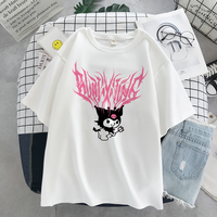 Japanese Anime Cartoon Print Loose Short Sleeve T-shirt  - Thumbnail 4