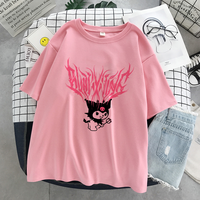 Japanese Anime Cartoon Print Loose Short Sleeve T-shirt  - Thumbnail 6
