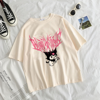 Japanese Anime Cartoon Print Loose Short Sleeve T-shirt  - Thumbnail 7
