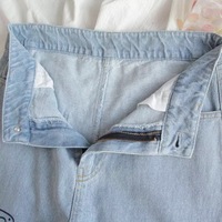 Cat Animal Cartoon Print Loose High Waisted Straight Demin Jeans Trousers Female Pants E-Girl Kawaii Korean Japanese Harajuku Streetwear - Thumbnail 4