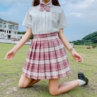 Tennis Plaid High Waisted Pleated Mini Skirt Sailor School Student Summer Bottoms E-Girl Kawaii Korean Japanese Harajuku Streetwear - Thumbnail 2