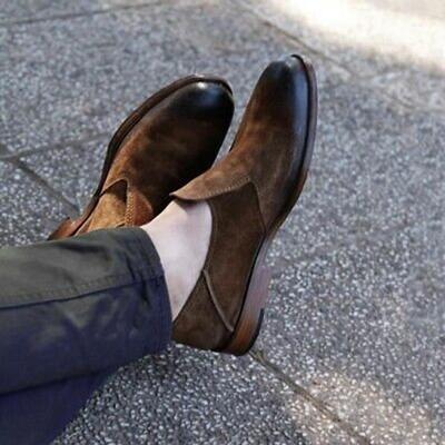 New handmade pure brown shaded suede leather loafer dress shoes for men's
