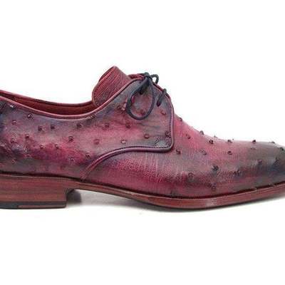New handmade pure maroon ostrich leather stylish shoes for men's