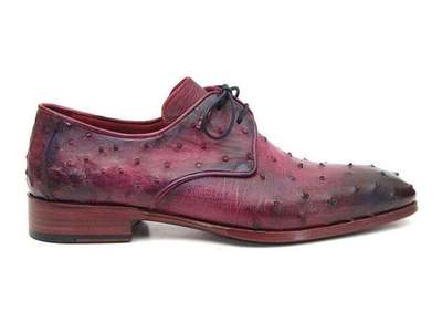 New Handmade Pure Maroon Ostrich Leather Stylish Shoes for Men's