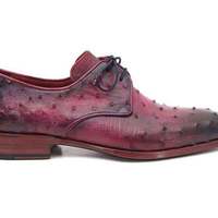 New Handmade Pure Maroon Ostrich Leather Stylish Shoes for Men's - Thumbnail 4