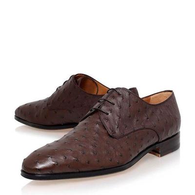 New handmade pure dark brown ostrich leather stylish shoes for men's