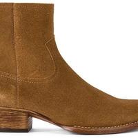 New Handmade Pure Camel Suede Leather Ankle Boots for Men's - Thumbnail 4