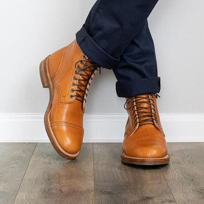 New handmade pure tan leather ankle boots for men's